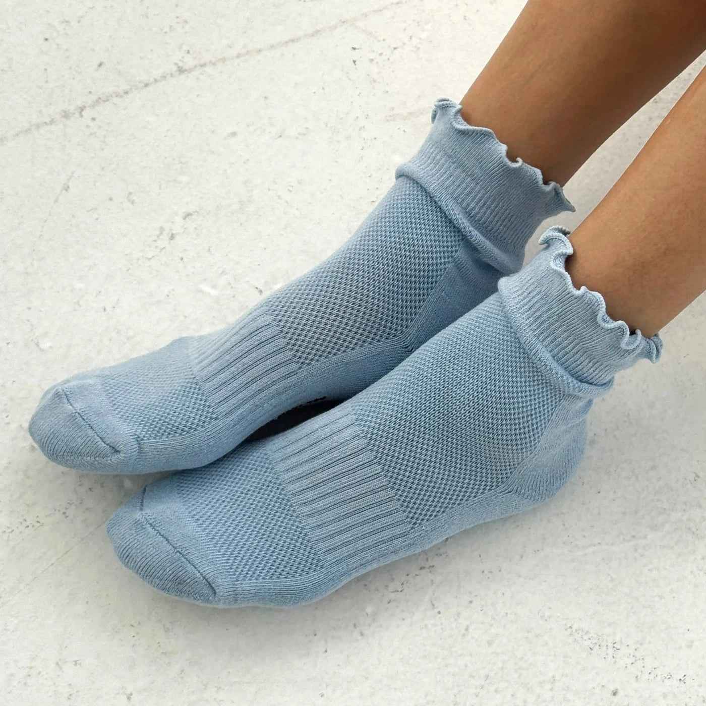 Ruffled Hugger Crew Socks Socks LE BON SHOPPE periwinkle 