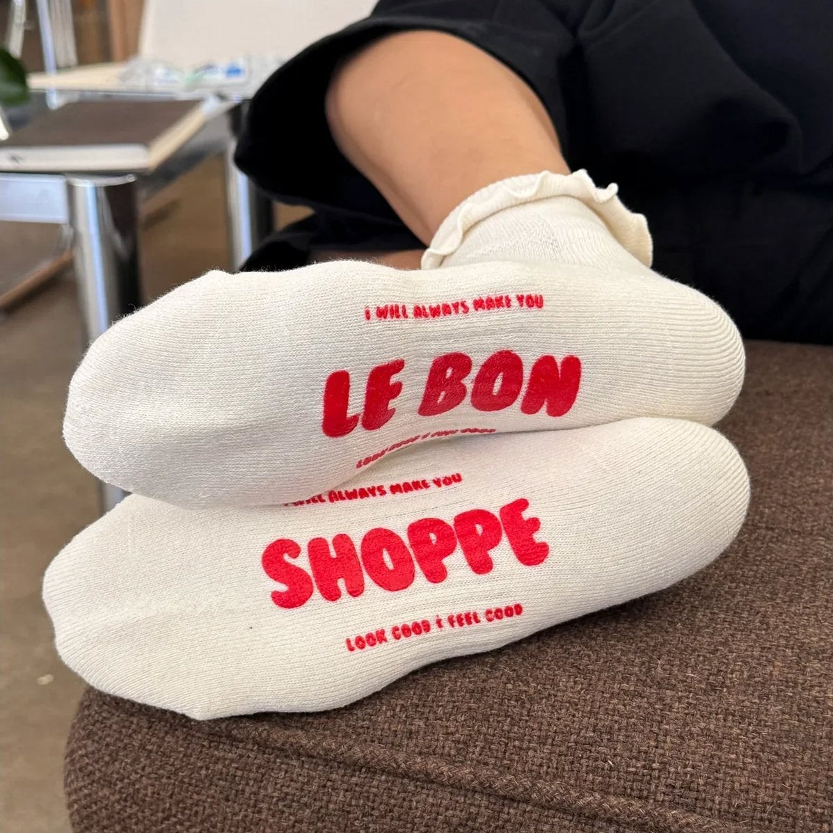 Ruffled Hugger Crew Socks Socks LE BON SHOPPE Vanilla 
