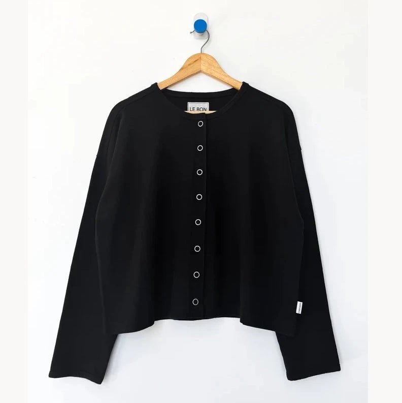 Soft Jersey Snap Cardigan LE BON SHOPPE 