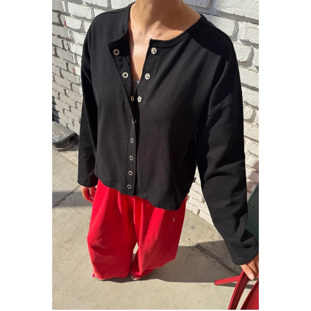 Soft Jersey Snap Cardigan LE BON SHOPPE 