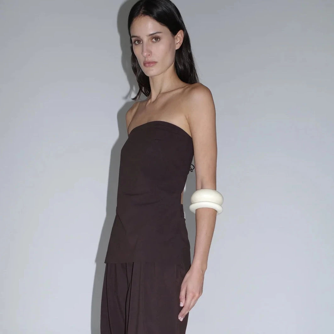 Strapless Rouleau Tie Top | Bark St. Agni 