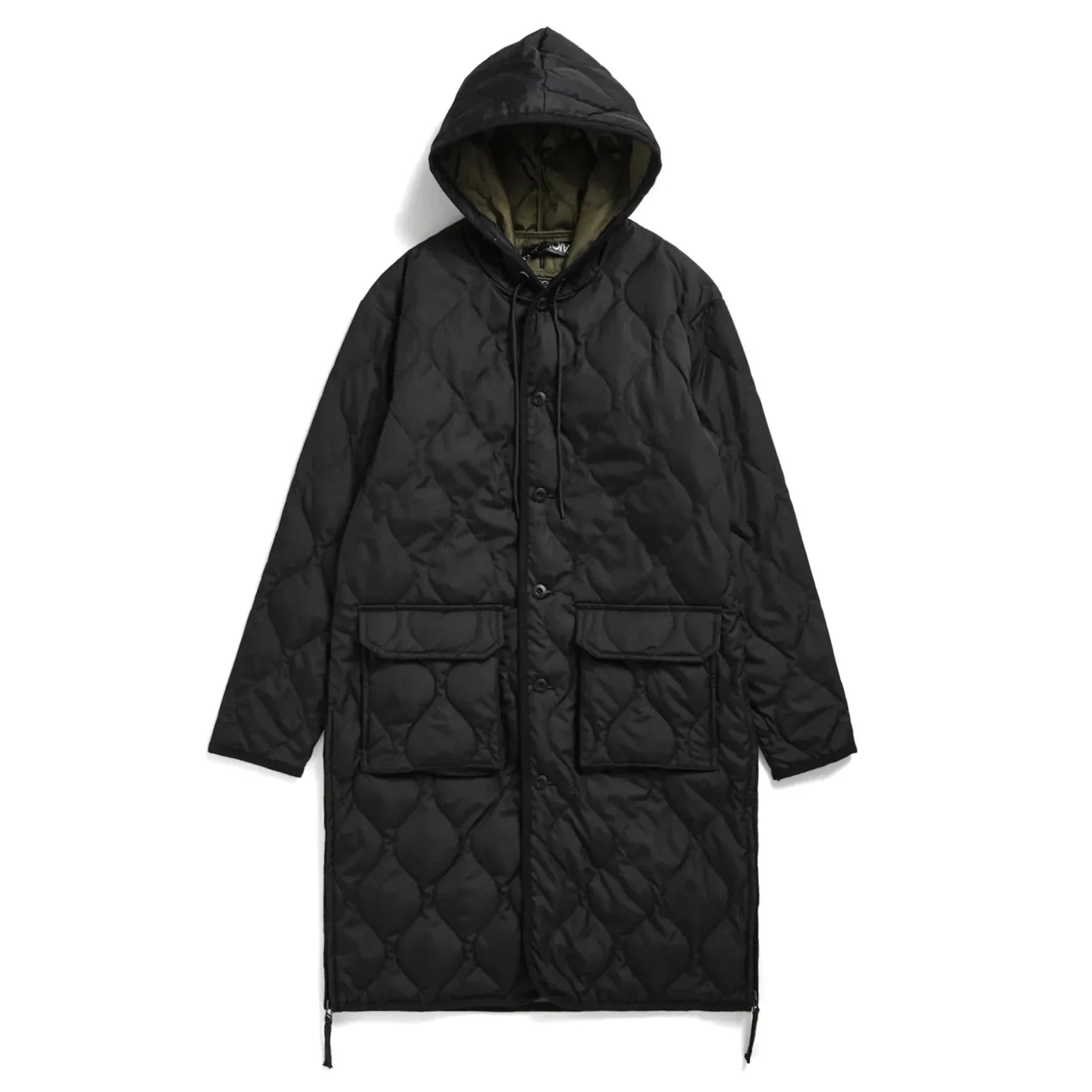 Photo of Taion Military Hood Long Down Quilted Jacket in Black