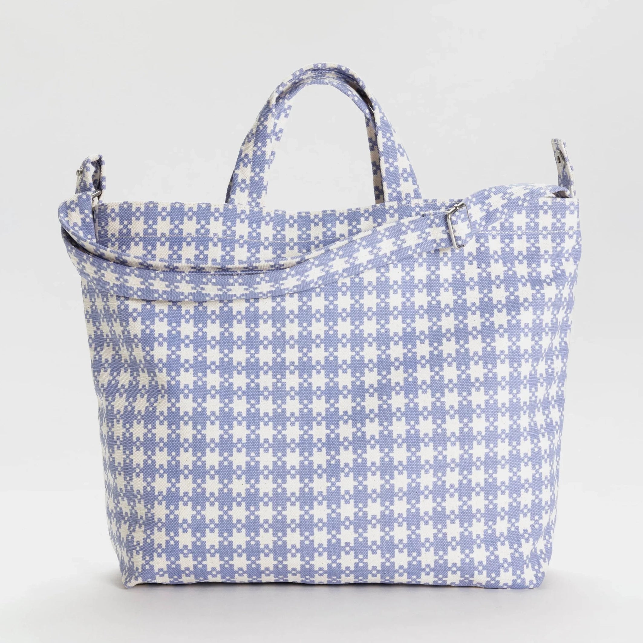 Baggu Horizontal Zip Duck Bag | Recycled Cotton BAGGU Blue Pixel Gingham 