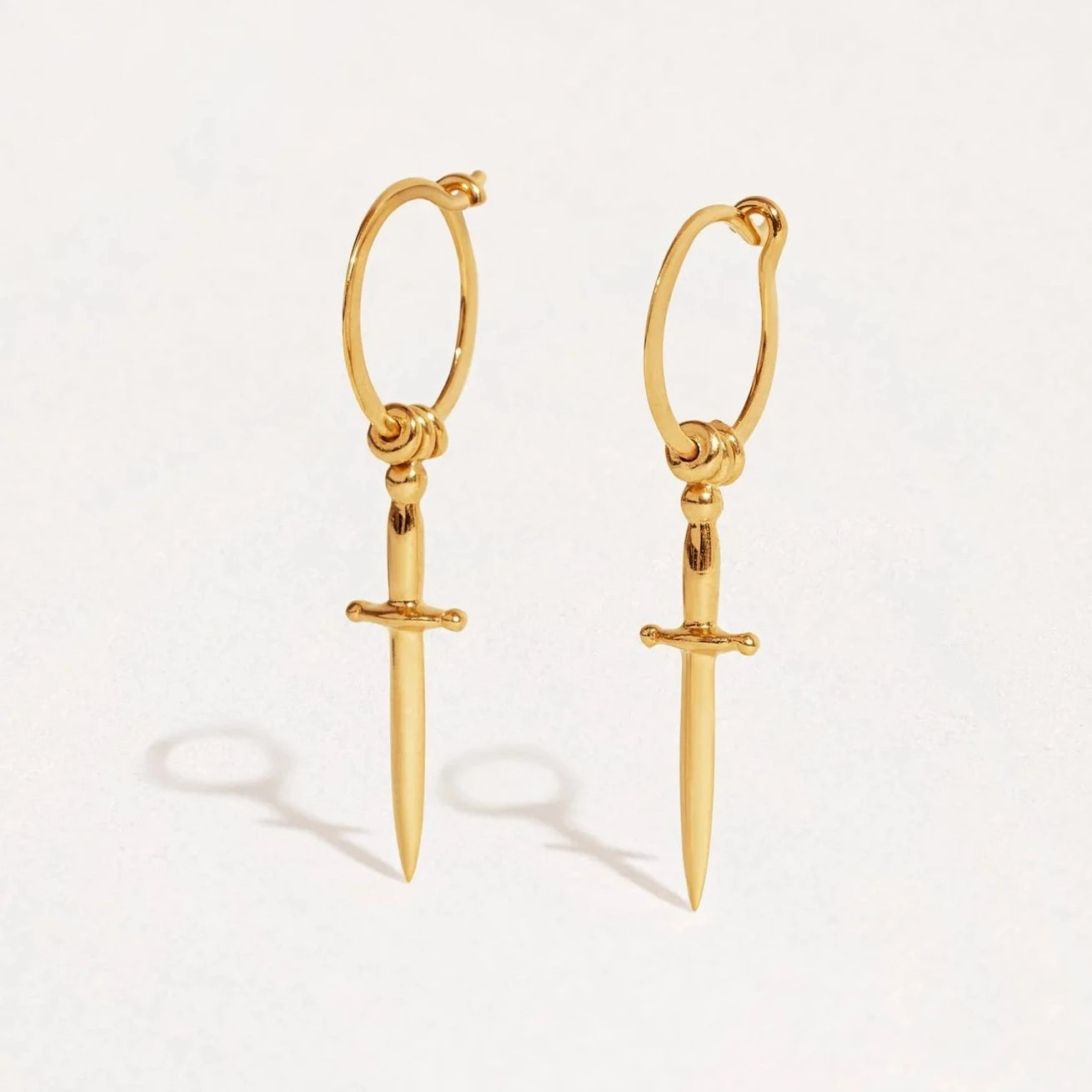 Dagger Hoop Earrings LUNAI JEWELLERY 24ct Gold Plated 