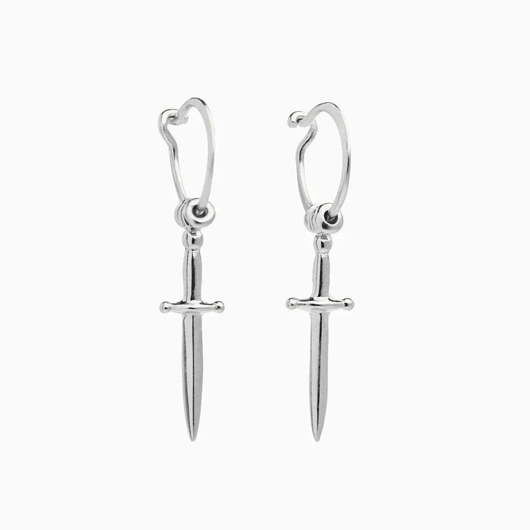 Dagger Hoop Earrings LUNAI JEWELLERY Sterling Silver 