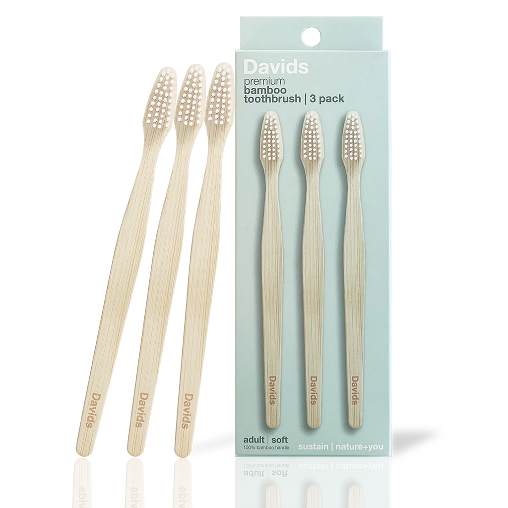 Davids Premium Bamboo Toothbrush | 3 pack (adult) Davids Natural Toothpaste 