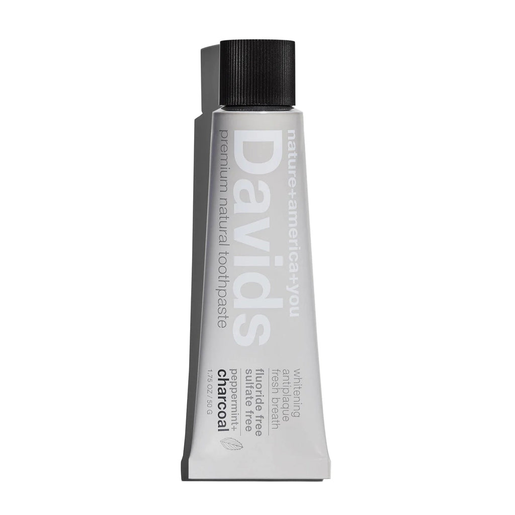 Davids Premium Toothpaste | Charcoal + Peppermint | Travel Size Davids Natural Toothpaste 