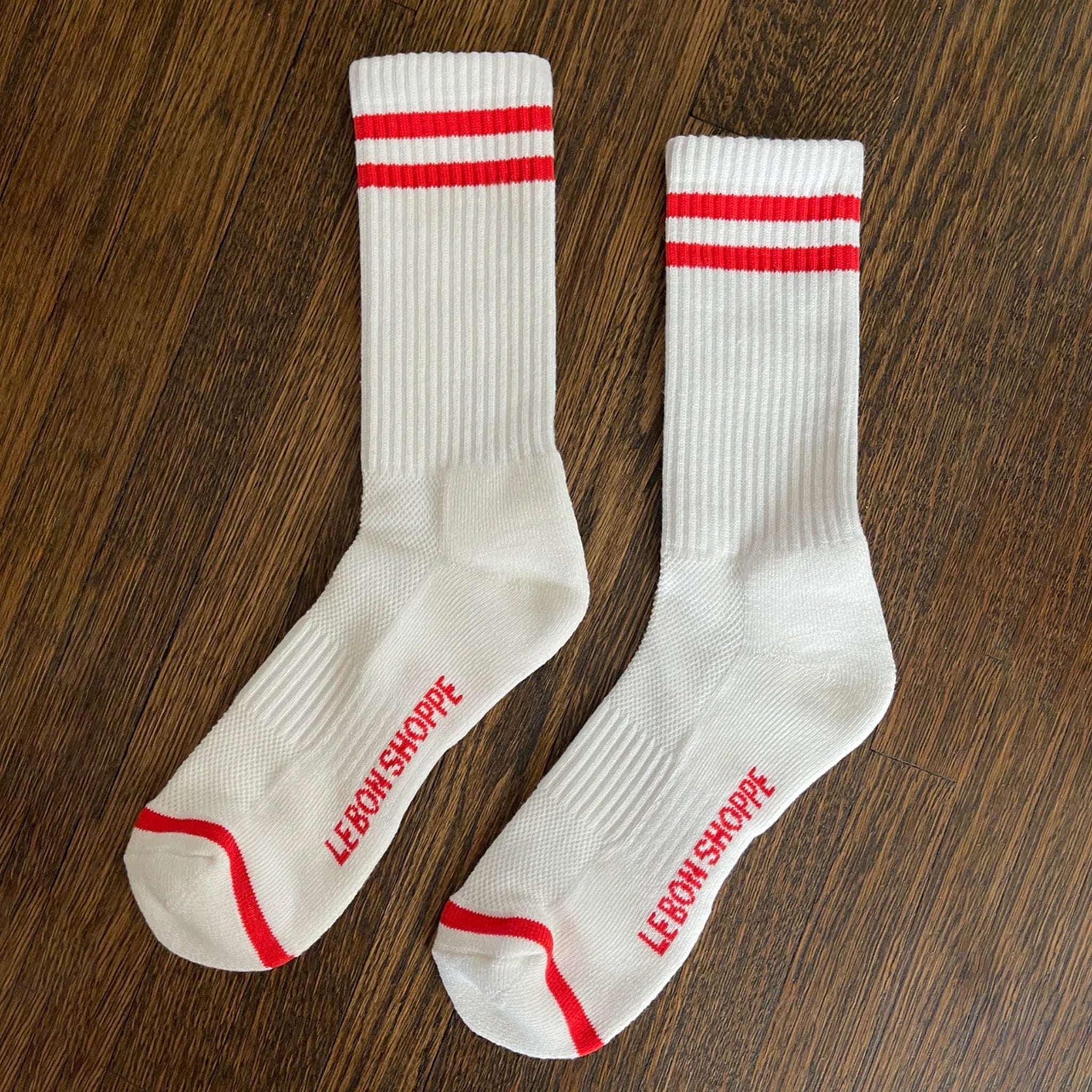 Extended Boyfriend Socks LE BON SHOPPE Clean White 
